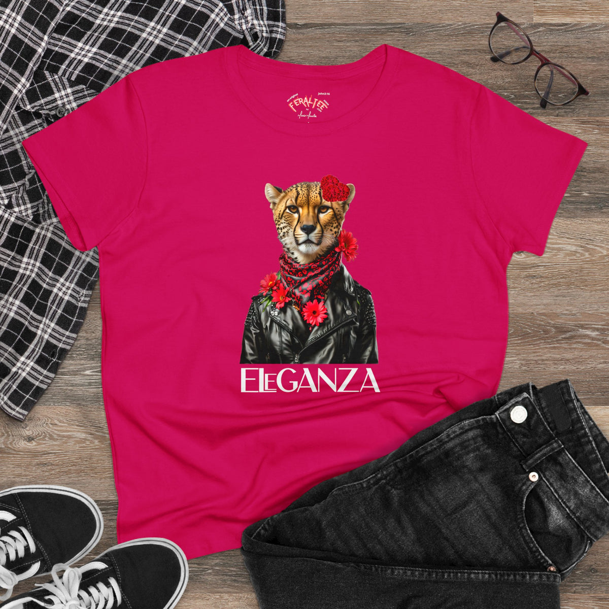ELEGANZA Women's Midweight Cotton Tee